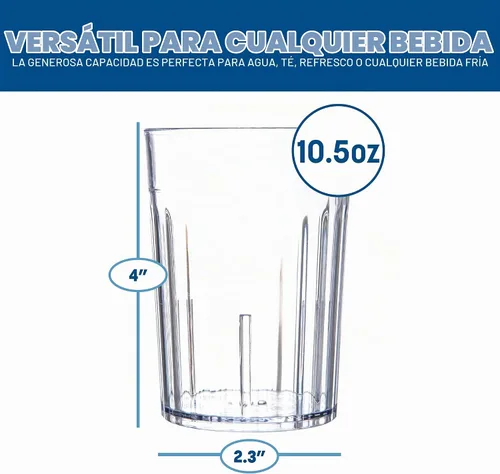 Vista 2 de Carlisle FoodService Products Bistro - Vaso de plástico para restaurantes, catering, cocinas, plástico, 10.2 onzas, transparente