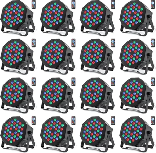 Vista 10 de U`King - Luces LED Par para DJ, luz de escenario con cable, RGB, 36 LED con control activado por sonido, iluminación de escenario para DJ, para 2