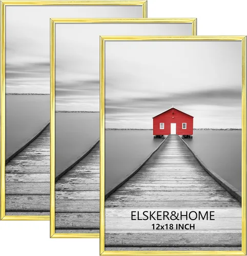 Vista 26 de ELSKER&HOME Marco de póster de 8 x 24 pulgadas, paquete de 3 portarretratos Negro