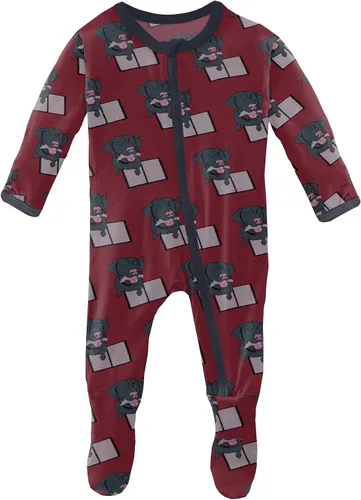 Vista 64 de KicKee Baby & Toddler - Pijama de viscosa ultrasuave de bambú con patas abatibles y puños