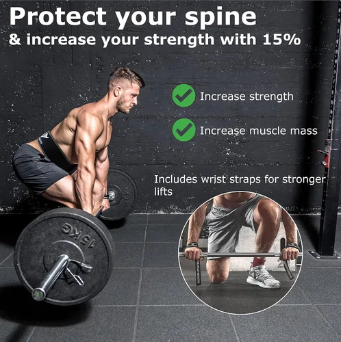 Vista 2 de Vikingstrength Cinturón de levantamiento de pesas de alta calidad con correas de elevación, cinturón de levantamiento de pesas para gimnasio