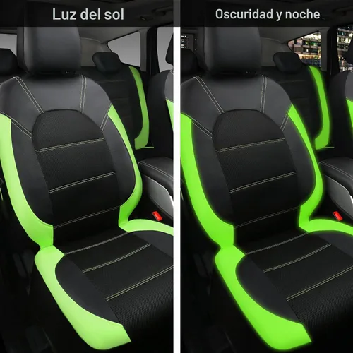 Vista 5 de CAR PASS Fundas de cuero para asientos delanteros solamente, con fundas de asiento delantero de malla de aire, transpirables, fundas de asiento Verde