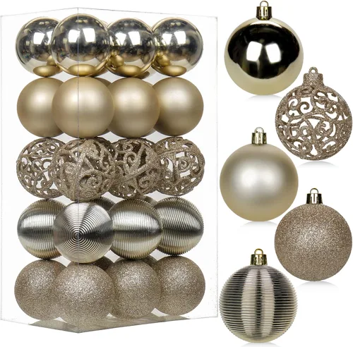 Vista 52 de 30 piezas de adornos de bola de árbol de Navidad irrompibles negros para decoración navideña
