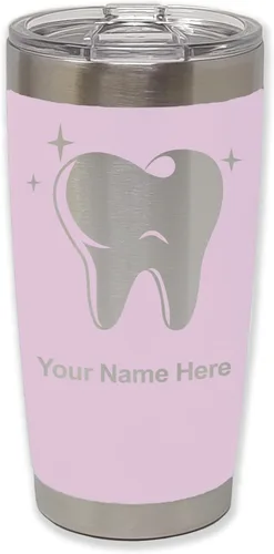 Vista 26 de LaserGram Vaso aislado al vacío de 20 onzas, con diente, grabado personalizado incluido (negro)