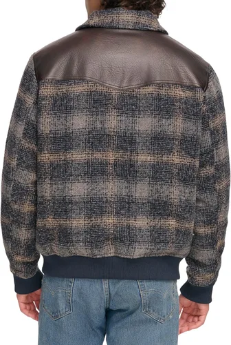 Vista 2 de Levi's Men's Mixed Media Western Plaid Bomber Jacket