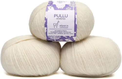 Vista 28 de Pullu - Juego de 3 madejas de hilo de lana de alpaca bebé y merino (150 gramos) de peso worsted - Procedencia directa de Perú - Celestialmente suave