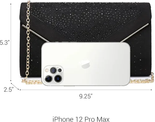 Vista 4 de Dasein Bolso de noche con diamantes de imitación para mujer, bolso de mano de ante sintético, para fiesta, formal, monederos brillantes, cóctel, boda