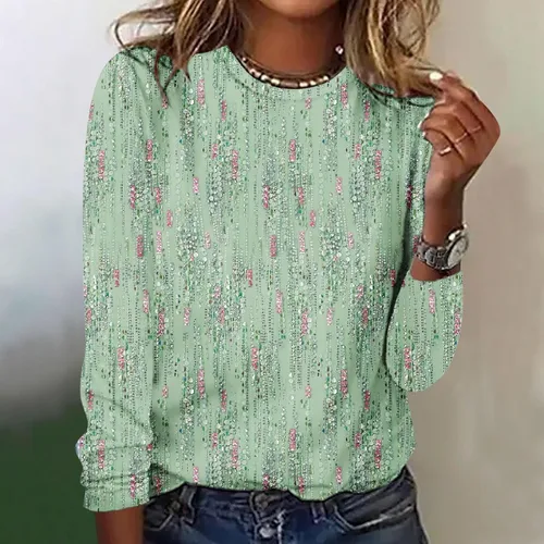 Vista 2 de ZDRZK Cute Long Sleeve Tops for Women Dressy Casual Boho Floral Print Crew Neck Petite Shirts Fall Fashion Blouse 2023