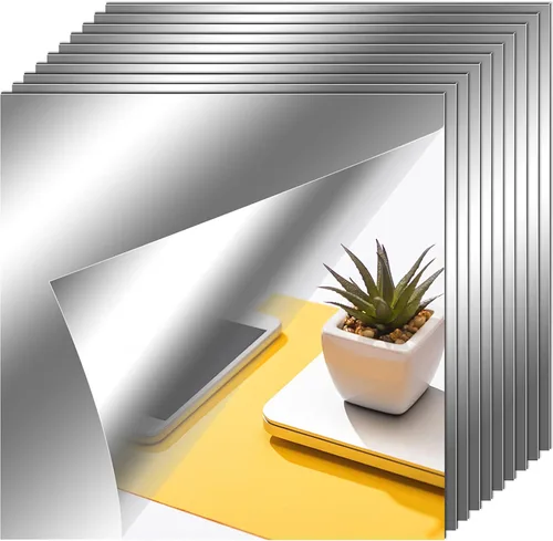 Vista 18 de Zonon Hojas de espejo flexibles autoadhesivas, no de vidrio, azulejos adhesivos para decoración de pared del hogar (20 piezas, 6 x 9 pulgadas)