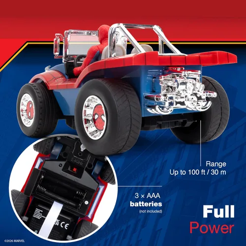 Vista 4 de Jada Spider-Man Buggy RC con figura de Spider-Man no extraíble – 7 pulgadas, botón turbo, control remoto de función completa, a partir de 6 años