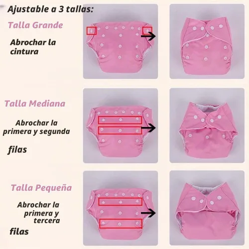 Vista 5 de Pañales de tela reutilizables lavables para bebés, 7 unidades, 7 piezas pañales