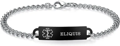 Vista 109 de Pulseras de identificación de alerta médica de 6.5 "-8.5" para mujeres, pulseras de emergencia médica de acero inoxidable, grabado gratuito