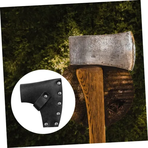 Vista 6 de STOBAZA Funda protectora de piel gruesa para hacha para cubiertas para aventuras de camping al aire libre