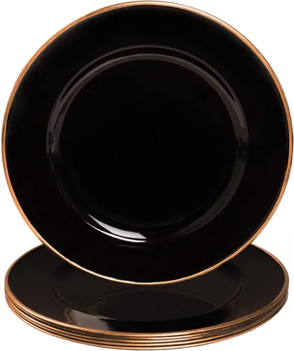 Vista 11 de MAONAME Juego de 6 platos base negros de 13", platos base redondos para platos de cena, platos base de plástico, platos base para mesa de boda