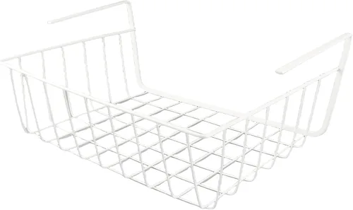 Vista 5 de Cesta de alambre para debajo del estante, cesta de almacenamiento de metal para debajo del estante, soporte de carga fuerte para escritorio