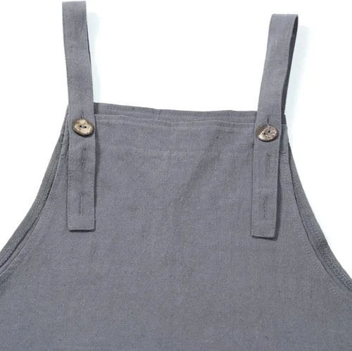 Vista 4 de Yimoon Overol de verano de lino de algodón para mujer, overol holgado de pierna ancha con bolsillos