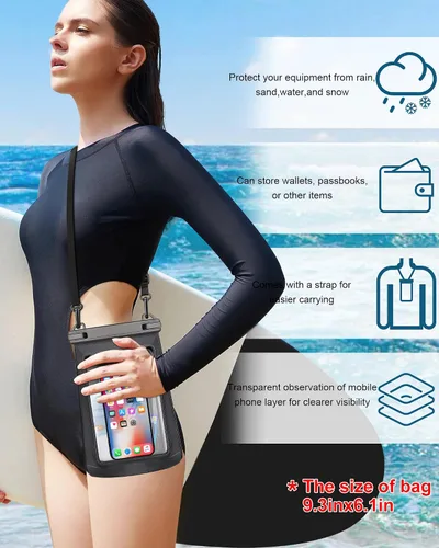 Vista 5 de Bolsa impermeable para teléfono de gran capacidad, bolsa seca flotante para teléfonos de 6,9