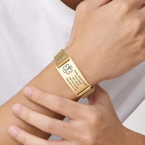 Vista 36 de VNOX Pulsera de identificación de alerta médica para hombres y mujeres, pulseras de alerta médica con grabado personalizado para mujeres y hombres