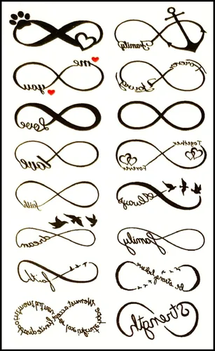 Vista 2 de Juego de 3 hojas de mini tatuajes temporales infinitos pintura artística 3D tatuaje maquillaje cuerpo falso para hombres mujeres diseño decoraciones