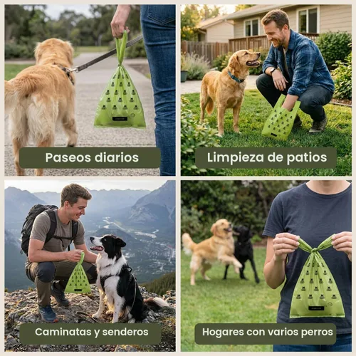 Vista 5 de Pogi's Bolsas para excremento con asas de ajuste fácil: Bolsas para residuos de perro a prueba de fugas Aromatizado.