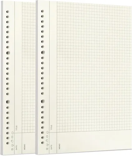 Vista 52 de Zelten 1 paquete A5 de 80 hojas/160 páginas 4 en 1 rayado cuadrado punteado en blanco hojas sueltas perforadas papel de repuesto de papel