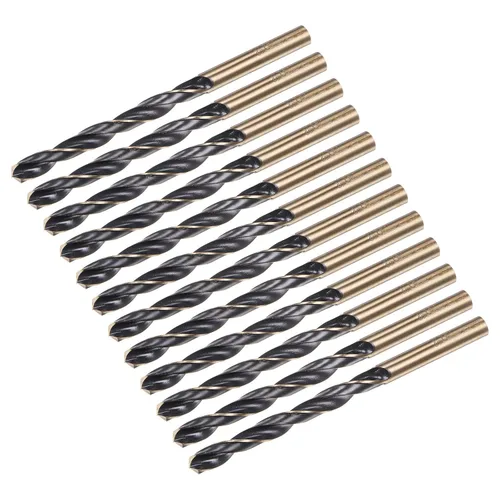 Vista 9 de uxcell Brocas Jobber de 0.118 in (0,118 pulgadas) de nitruro negro y oro recubierto de titanio M2 de alta velocidad (HSS) Brocas helicoidales