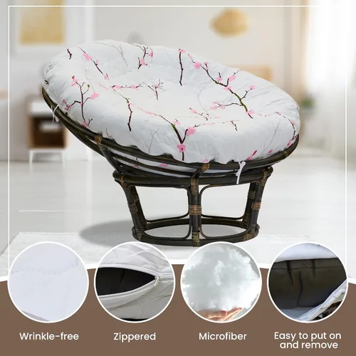 Vista 3 de Funda de Cojín Papasan - Forma Acolchada, Tela de Microfibra Suave, Solo Funda de Cojín Papasan con Cremallera