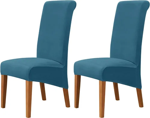 Vista 19 de Juego de 2 fundas de terciopelo para sillas de comedor, color beige, fundas elásticas para sillas de comedor y cocina, reutilizables, protector