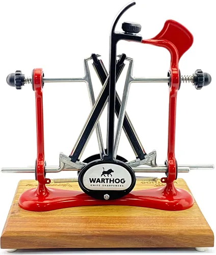 Vista 5 de Warthog V-Sharp Elite - Afiladores de cuchillos con base de madera de lujo, varillas de diamante, ángulos ajustables, construcción de marco de metal