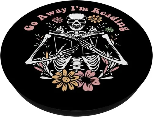 Vista 2 de Funny Go Away I'm Reading Skeleton Reading Book PopSockets Standard PopGrip