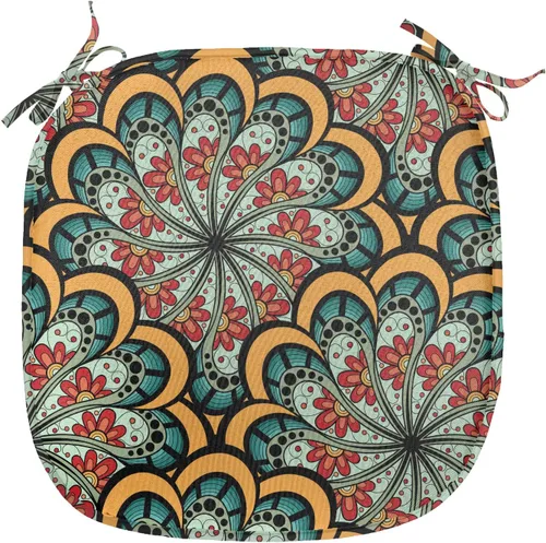 Vista 166 de Ambesonne Flamingo - Cojín de asiento para silla, diseño de fantasía exótica con elementos de vida silvestre hawaiana en colores pastel, acolchado