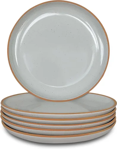 Vista 9 de MORA Ceramic Artisan - Juego de 6 platos mate de 7.8 pulgadas, para postre, ensalada, aperitivo, cena pequeña, etc. Apto para microondas, horno