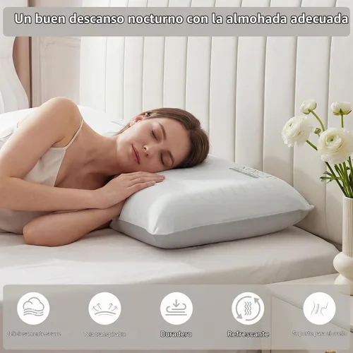 Vista 8 de Almohada de espuma viscoelástica refrescante, almohada de cama, almohada de cuello de tacto medio suave para dormir, almohadas de espuma