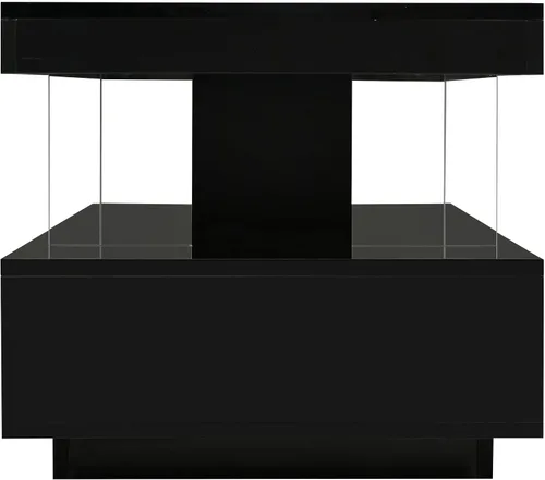Vista 9 de Merax Mesa auxiliar, mesa auxiliar rectangular con 2 cajones y estantes de exhibición, moderna mesa de cóctel con luces LED y superficie UV de alto
