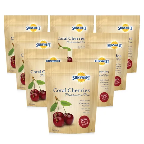 Vista 7 de Sunsweet Cerezas secas de coral - Fruta seca - 5oz, paquete de 4 Frutas secas, sin gluten, sin conservantes, a base de plantas, cerezas tartas