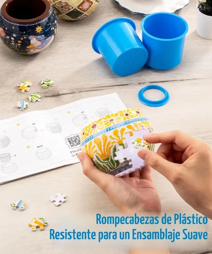 Vista 3 de PieceRelax Rompecabezas 3D Maceta 80 Piezas - Abundancia de Otoño, Macetas de Flores de Decoración del Hogar para Cactus de Interior, Macetas