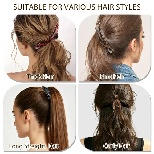 Vista 6 de 6 pinzas de plátano para cabello grueso, 2 piezas grandes de 5.12 pulgadas