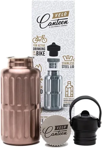 Vista 2 de 13.5 onzas, se adapta a la jaula de botella de bicicleta, 2 tapas (tapa con pajilla), color negro, acero inoxidable aislado al vacío de doble pared