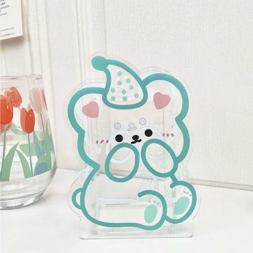 Vista 10 de Soporte acrílico Kawaii para bolígrafo, lindo soporte de escritorio de dibujos animados Kawaii organizador de brochas de maquillaje adecuado
