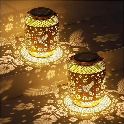 Vista 11 de Faroles solares para exteriores impermeables con diseño de colibrí para jardín, regalos de cumpleaños para mujeres, mamá, abuela, luces solares
