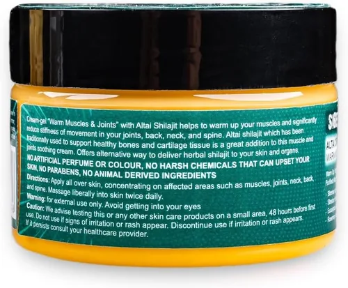 Vista 4 de Siberian Green Altai Crema Gel "Músculos y Articulaciones Cálidos" con Aceites Esenciales de Nuez de Pino Shilajit Resina y Hierbas 3.4 fl oz