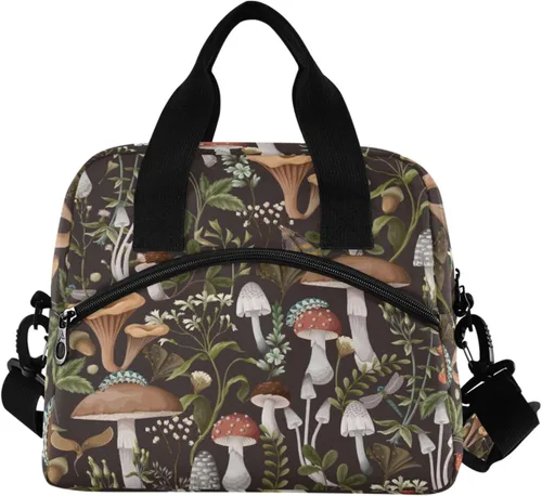 Vista 16 de Bolsa de Almuerzo Aislada de Leopardo Negro Estampado de Piel Animal Enfriadora Reutilizable Tote Box con Correa para el Hombro para Trabajo Picnic