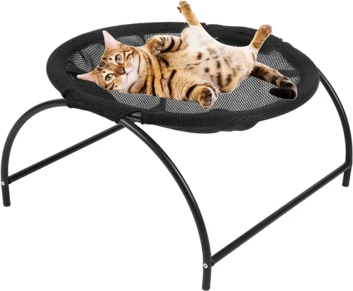Vista 6 de Cama elevada para mascotas, malla transpirable, marco de metal resistente, fácil instalación, lavable a máquina para gatos y perros pequeños