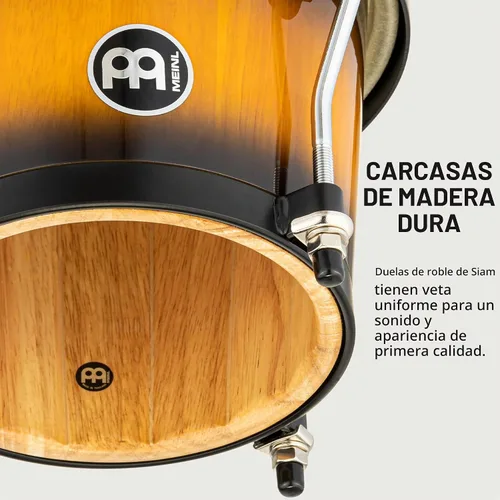 Vista 2 de Meinl Percussion HB100SNT-M bongós de madera natural de 6 3/4 y 8 pulgadas, Vintage Sunburst