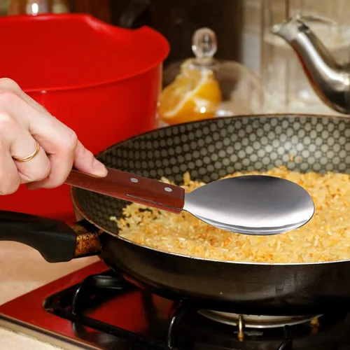 Vista 7 de 2 espátulas japonesas de arroz versátil antiadherente para servir con mango de madera, cucharada de tofu para el hogar y la cocina, grande