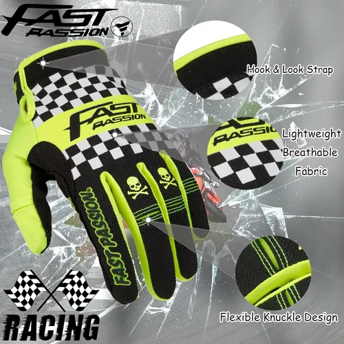 Vista 2 de Guantes de motocicleta Fast Passion para hombres/mujeres - Guantes de bicicleta todoterreno y motocross con características antideslizantes
