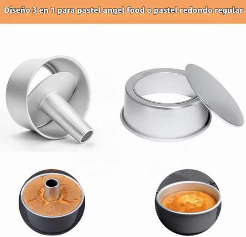 Vista 3 de Molde de pastel de comida de ángel de 6 pulgadas con parte inferior extraíble, molde redondo de aluminio para tartas de gasa, molde para hornear