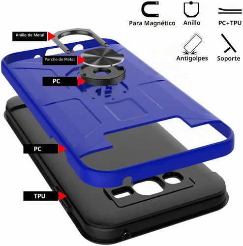 Vista 5 de Jeylly Funda para Galaxy J7 con soporte, color azul Azul/Negro