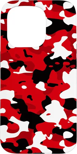 Vista 14 de iPhone 16 Negro + Blanco + Rojo Camuflaje Patrón Funda
