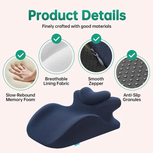 Vista 8 de MOONYOOY Almohada ergonómica de espuma viscoelástica para dormir, reflujo ácido y alivio de la ERGE, almohada de apoyo de cama elevada para dolor